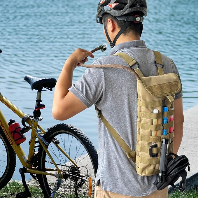 5L Hydration Pack, Water Backpack with 3L Water Bladder, MOLLE System for Outdoor Hiking, Biking, Running