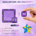 Desire Deluxe Micro Magnetic Tiles Building Blocks Toy - STEM Educational Travel Size Magnetic Blocks for Kids, Learning Sensory Montessori Toddler Magnetic Toys for Boys&Girls 3+ YO (28PCS, Glitter)