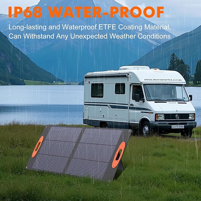 N-Type 16BB 100W Portable Solar Panel 18V Mono ETFE Foldable Solar Panel,25% High Efficiency IP68 Waterproof for Camping Outdoor RV Blackout
