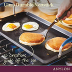 Anolon Advanced Hard Anodized Nonstick Double Burner Griddle with Multi-Purpose Rack, 10-Inch by 18-Inch, Indigo