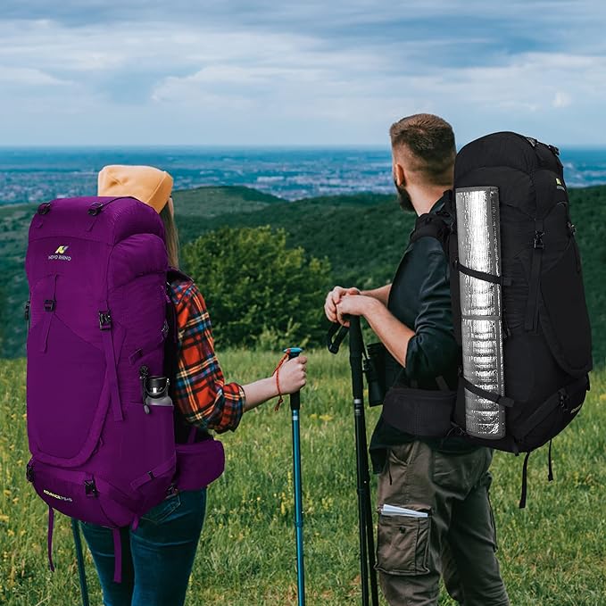 N NEVO RHINO Internal Frame Hiking Backpack 50/60/65/70/80L, Mountain Climbing Camping Backpack Daypack Waterproof Rain Cover