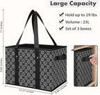 WISELIFE Reusable Grocery Bags [6 Pack],Large Grocery Tote Bag Water Resistant Shopping Bags Foldable Grocery Bag for Clothes,Shoes and Picnic,Black
