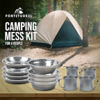 Stainless Steel Camping Mess Kit - Person's Complete Picnic & Camp Dish Set, Includes Plate, Bowl, Cup & Utensils
