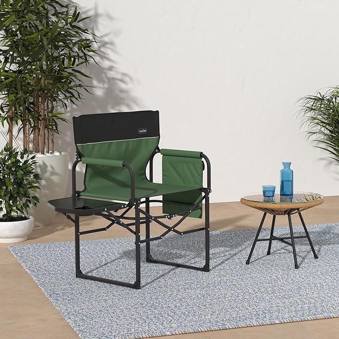 SUNNYFEEL Camping Directors Chair, Heavy Duty,Oversized Portable Folding Chair with Side Table, Pocket for Beach, Fishing,Trip,Picnic,Lawn,Concert Outdoor Foldable Camp Chairs