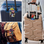 Rimilak 3 Pcs PU Leather Luggage Tags for Suitcase, Travel Cruise Luggage Tag with Privacy Flap, Name ID Label and Metal Loop for Women Men Baggage Handbag School Bag Backpack, Graffiti