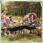 Briwooody 2 Pack Portable Folding Camping Table, Adjustable Height Aluminum Roll-Up Outdoor & Indoor Picnic Table with Large Carry Bag for Beach, BBQ, Travel & Backyard (47.2 x 21.65 Inches)