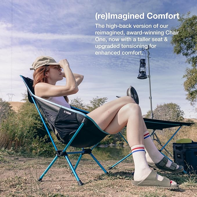 Helinox Chair One Highback (re) High-Performance Camping Chair,2.6lbs, Camping Chairs High Back, Packable, Portable, Camping, Hiking, Travel, Blue Block