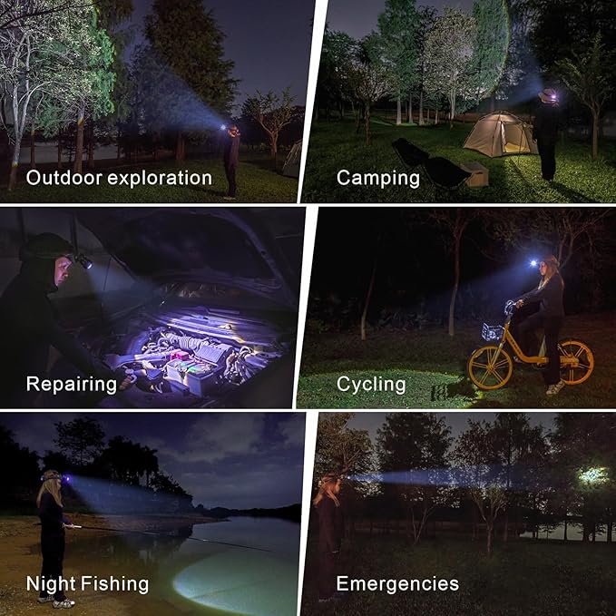 Rechargeable LED Headlamp – Super Bright High Lumens Head Light with 4 Modes, Zoomable headlamp, 180° Adjustable Head Lights, Waterproof HeadLamps – for Camping, Running, Cycling, Outdoors