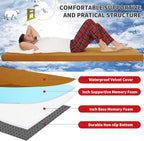 HOMBYS 3 INCH Thick Waterproof Memory Foam Camping Mattress for Outdoor Sleeping, Portable Roll Up Mattress Pad Mat for Travel Truck Bed Tent