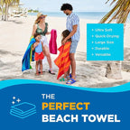 Kaufman - Soft Oversized Beach Towels in Bulk | 30" x 60" Velour Striped Beach Towel | Absorbent, Quick-Drying | 100% Cotton Thick Beach Towels (24)