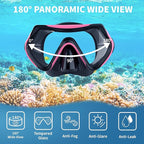 Snorkeling Gear for Adults, JRing Snorkel Mask Set with 180 Degree Tempered Glass Anti Fog Goggles Scuba Dry Top Snorkel for Swimming, Scuba Diving Mask for Men Women