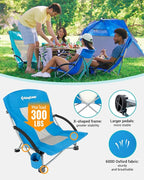 KingCamp Low Beach Chairs, Portable Folding Chair for Adults Extra Wide Ergonomic High Back Seat 300lbs Heavy Duty Lightweight Oversized Gear with Carry Bag for Outdoor Lawn Camping Picnic