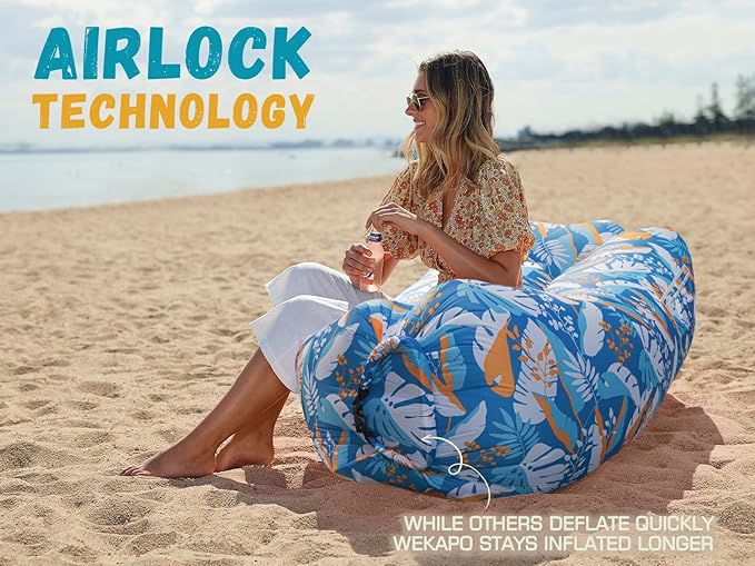 WEKAPO Inflatable Sun Lounger, Air Sofa, Hammock, Portable, Waterproof and Leak-Proof, Ideal for Backyard, Beach, Travel, Camping, Picnics and Music Festivals