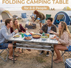 KingCamp Folding Camping Table, Aluminum Roll-Up Camp Table, Large Foldable Table for 6-8 Person, Outdoor Portable Tables with Carry Bag, 180 LBS Heavy Duty Load (Silver+Mesh：53.5" × 27.5")