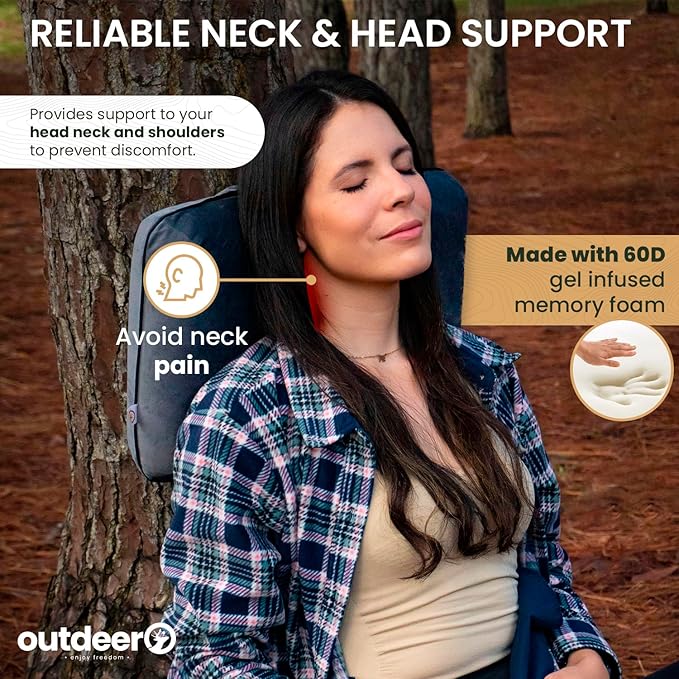 Camping Pillow, Compressible Memory Foam Travel & Camp Pillow for Sleeping Bag with Washable Fleece Pillowcase & Portable Storage Bag, Lightweight, Easy Carry for Outdoors Backpacking Pillow