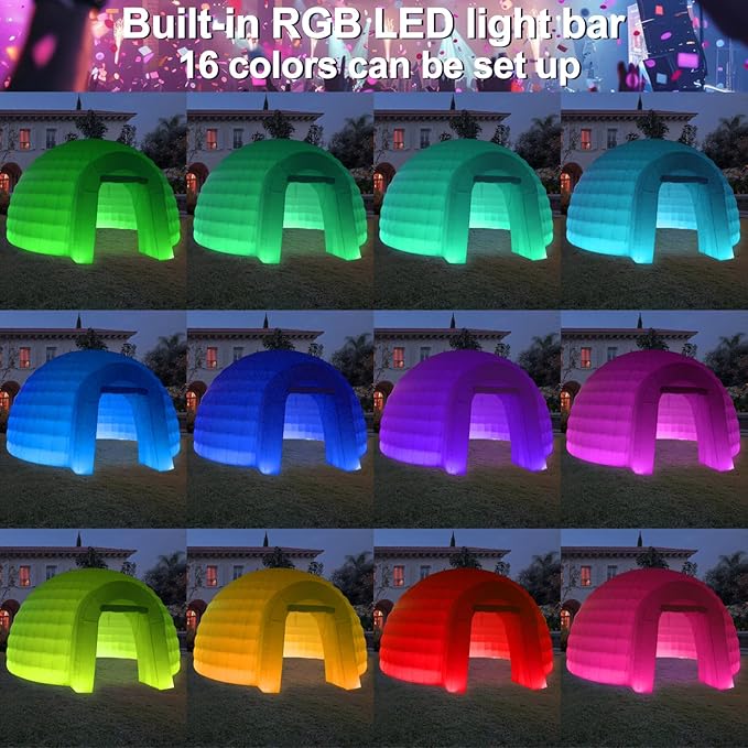 SAYOK Outdoor Portable Inflatable Igloo Dome Tent with Led Light for Party Wedding Event Camping