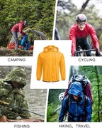 COOFANDY Men's Packable Rain Jacket Lightweight Waterproof Raincoat with Hood Travel Hiking Golf Windbreaker