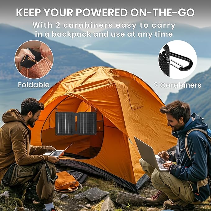 10W Solar Panels Portable (5V 2A Max),Foldable Solar Charger with USB-A Port for Cell Phone,Ipad,Power Bank, Ip67 Waterproof Monocrystalline Silicon Solar Panels for Camping Outdoor Backpacking