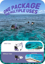 CAPAS Snorkel Mask Fins Set, Travel Size Snorkeling Gear for Adults with Adjustable Fins, Diving Mask and Dry Top Snorkel, Come with a Carrying Bag