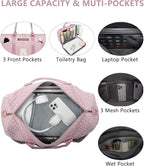 Women Weekender Travel Duffle Bag: Initial Duffel Overnight Bags with Shoe Compartment Large Carry on Tote with Toiletry Bag Weekend Traveling Yoga Gym Hospital Bag for Women with Wet Pocket Letter A