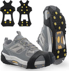 Ice Snow Cleats for Shoes Boots Non Slip Ice Cleats Overshoe for Walking on Snow and Ice Rubber Crampons with 10-Stud Ice Rubber Cleats Slip-on Stretch Footwear