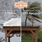 Backyard Discovery Saxony 8' x 5' Cedar Wood BBQ Grill Gazebo Pavilion with Hardtop Galvanized Steel Roof, Bar Tops, Powerport, Snow Support, Wind Resistance, Cook Station for Outdoor Patio or Deck