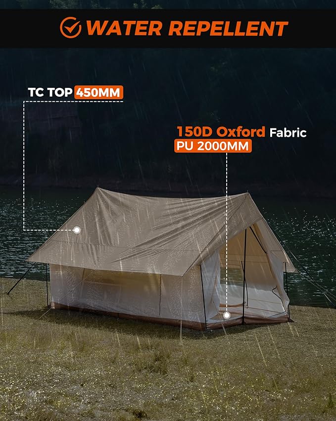 KingCamp Camping Tent 6-8 Person, Weatherproof Hot Tent Large Family Cabin Tents with Stove Jack, Waterproof & Windproof for Family Camping & Outdoor Parties