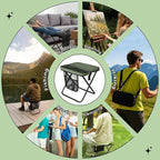 12" Portable Collapsible Stool - Folding Chair with Storage Pouch, Convertible Satchel for Hands-Free Carry & Supports 265Lbs, Ultralight for Hiking, Fishing, Camping, Festivals (Green, Standard)