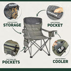 OUTSIDER Oversized Camping Folding Chair, Heavy Duty 500 LBS Portable Foldable Outdoor Chair Camp Chair with Cup Holder and Cooler Bag for Camping, Travel,Fishing, Lawn, Patio