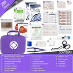 First-Aid Portable-Home Emergency-Kit Car-Travel - 299Pcs Urgent Basic First Aid Set Earthquake Emergency Kit Outdoor Backpacking Gear for Hiking Office Purple AMORNING