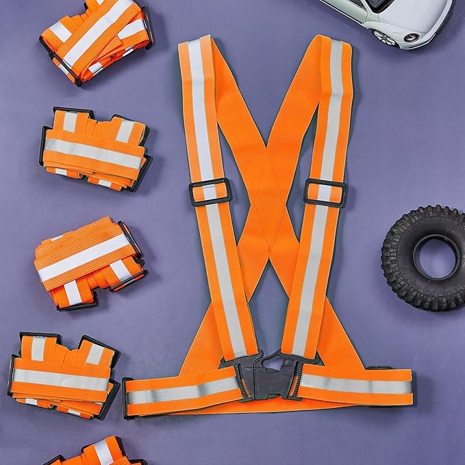 Hercicy 20 Pcs Reflective Vest High Visibility Safety Vests, Adjustable Bright Neon Lightweight Strap Gear (Orange)