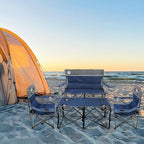 Northroad Folding Camping Chair Set of 4,Portable Collapsible Conversation Set w/1 Sofa,2 Single Chairs and 1 Table for Family Patio,Outdoor Travel,Beach(Blue)