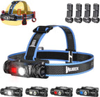 WUBEN H1 Pro Rechargeable Headlamp, 1200 High Lumen Ultra Bright LED Head Lamp, 11 Modes 180°Adjustable IP68 Headlight with Red Light for Outdoors Camping Hunting Hiking Running Fishing Gear