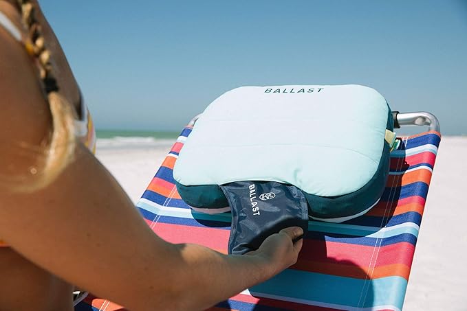 Ballast Cool Combo Beach Pillow - One Inflatable Pillow + One Cooling Pack Bundled Together, The Best Way to Chill at The Beach, Pool, Or Camping (Ocean Blue)