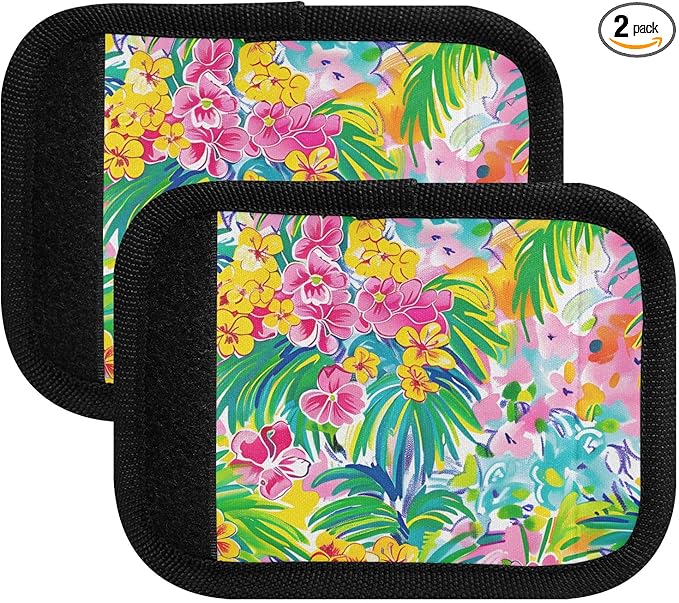 Plumeria Flowers Luggage Handle Wrap for Suitcase Luggage Tags Handle Covers Identifiers Soft Decorations Travel Accessories 2 Pack