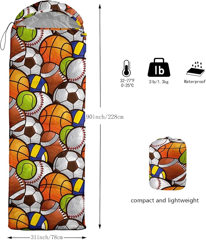 QOOMO Camping Sleeping Bags,3 Season Warm & Cool Weather,Lightweight,Waterproof Sleeping Bags for Adults & Kids,Traveling,and Outdoors,Camping Gear Equipment