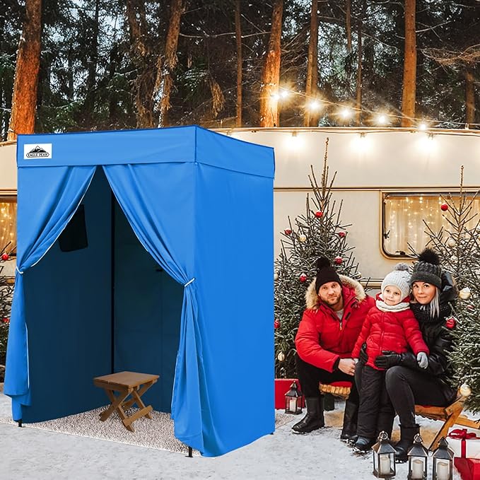 EAGLE PEAK Flex Compact 5x5 Pop-up Canopy Changing Room, Portable Privacy Dressing Room for Indoor Fashion Photoshoots, Camping, or Pool, Light Blue