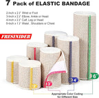 FRESINIDER Premium Elastic Bandage Wrap (7pack) Self Adhesive Cotton Latex Free Compression Bandage Wrap with Touch Closure at Both Ends, Support & First Aid for Sports, Medical, and Injury Recovery