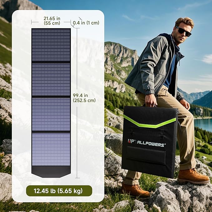 ALLPOWERS 200W Portable Solar Panel, 36V Lightweight SP033 Foldable Solar Charger for Portable Power Station, 23% High Efficiency IP67 Waterproof, for PRV, Camping, Home, Off Grid