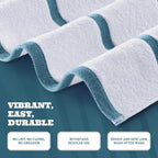 White Classic Cotton Pool Towels Oversized 35 x 70 Inches, Ultra Absorbent and Low Lint Striped Beach Towels for Adults, Stripes Design Luxury Extra Large Bath Towels, Light Blue, 3 Pack