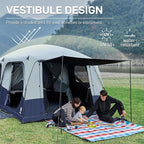 EVER ADVANCED 10 Person Camping Blackout Tent, Multi Room Tent for Family, Large Tents with Rainfly and Carry Bag, 2 Doors, Water-Resistant, 14ft x 10ft x 84in