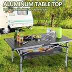 Ablazer Camping Table with Carry Bag, Adjustable Height Portable Table for Outdoor, Camping, Picnic, Beach, Aluminum Picnic Roll-up Table for 4-6 Person