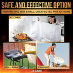 JJ CARE Fire Blanket – (Large) 4.9x4.9ft with Hooks & Gloves, Fire Blankets Emergency for Home and Kitchen, High Heat Resistant and Flame Protection for Kitchen, Car, Office, Camping & Home Safety