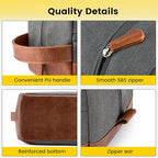 Vorspack Travel Toiletry Bag - Hanging Toiletry Bag for Men Water Resistant Canvas Shaving Bag with Large Capacity for Travel - Light Grey