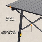 PORTAL Outdoor Folding Portable Picnic Camping Table with Adjustable Height Aluminum Roll Up Table Top Mesh Layer, Dark Gray