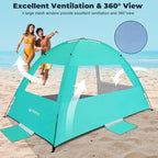 Venustas Beach Tent Sun Shelter for 3/4-5/6-7/8-10 Person, UPF 50+ UV Protection Beach Canopy, Lightweight and Easy Setup Cabana, Portable Shade Tent