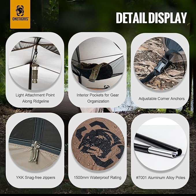 OneTigris COSMITTO 2 Person Backpacking Tent Shelter- Free Standing Lightweight Waterproof 3 Season Camping Tent for Outdoor Hiking Mountaineering