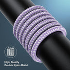 Essri 2Pack for iPhone Charger Cord 10FT, Lighting Cable 10 Feet to USB Charging Cable, Nylon Braided Charging Cord 10 Foot Compatible with iPhone 14 13 12 11 X XS XR 15 Pad -Purple