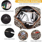 Wogarl 4PCS Weekender Bags for Women Large Overnight Weekend Travel Duffel Carry on Shoulder with Shoe Compartment Canvas Toiletry Bag for Travel Business Gym