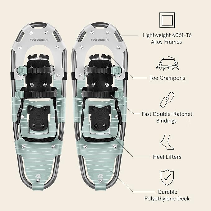 Retrospec Drifter Snowshoe for Men & Women - Aluminum Frames & a Double-Rachet Binding System - Lightweight All Terrain Snow Shoes